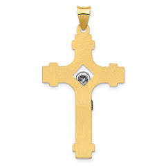 14k Two-tone Polished INRI Crucifix Pendant - 11