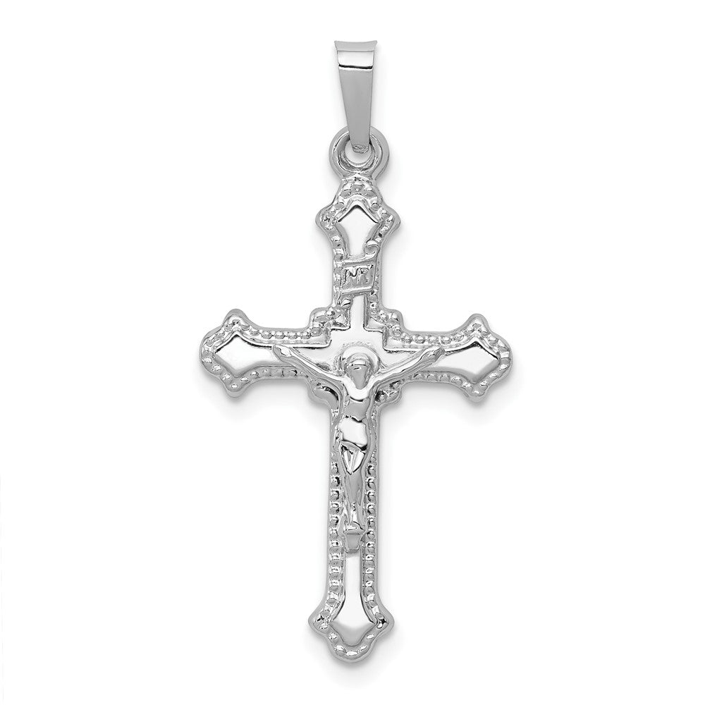 14k White Gold Polished INRI Crucifix Pendant - 2