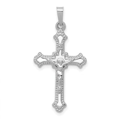 14k White Gold Polished INRI Crucifix Pendant - 2