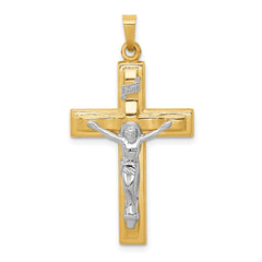 14k Two-tone Polished INRI Crucifix Pendant - 4