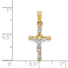 14k Two-tone Polished INRI Crucifix Pendant - 5