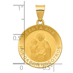 14K Polished/Satin Hollow Spanish Saint Anne Medal Pendant