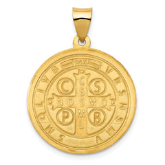 14K Polished/Satin St. Benedict Reversible Hollow Medal