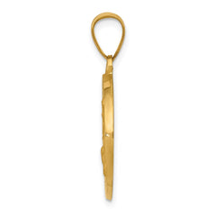14K Polished/Satin St. Cecilia Hollow Medal Pendant