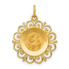 14k Polished/Satin Spanish 1st Communion Medal Hollow Pendant - 2