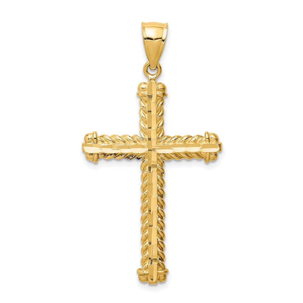 14K Diamond-cut Cross Pendant - 5
