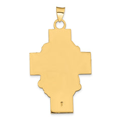 14k Hollow Polished/Satin Jesus Cross Medal