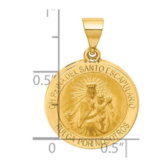 14K Hollow Round Spanish Escapulario Reversible Medal