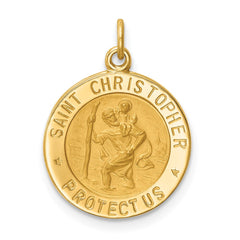 14k Solid Polished/Satin Small Round St. Christopher Medal - 2