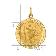 14k Solid Polished/Satin Small Round St. Christopher Medal