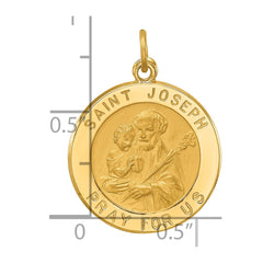 14k Solid Polished/Satin Small Round St. Joseph Medal