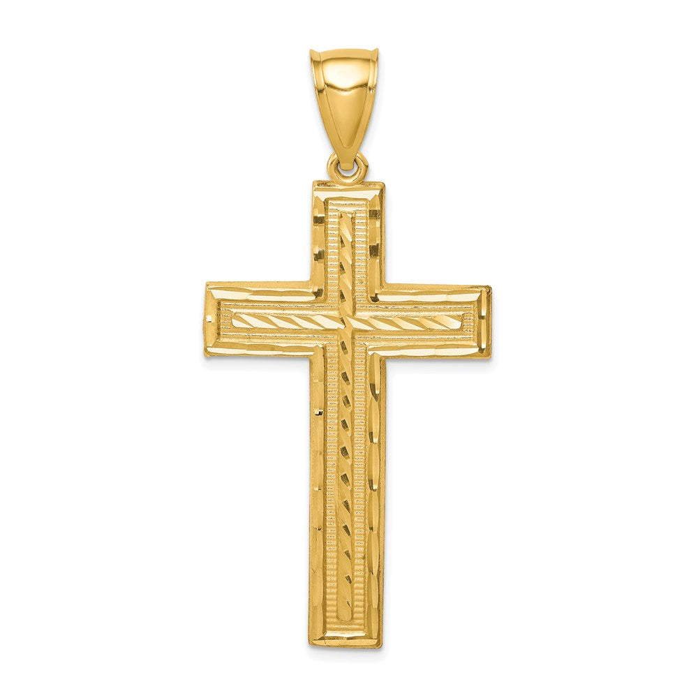 14K Diamond-cut Cross Pendant - 4