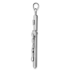 14k White Gold Hollow Crucifix Pendant - 2