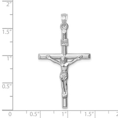 14k White Gold Hollow Crucifix Pendant - 2