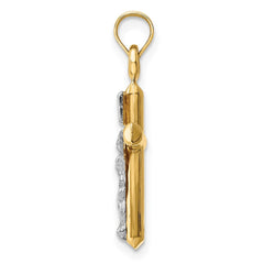 14k Two-tone Hollow Crucifix Pendant - 9