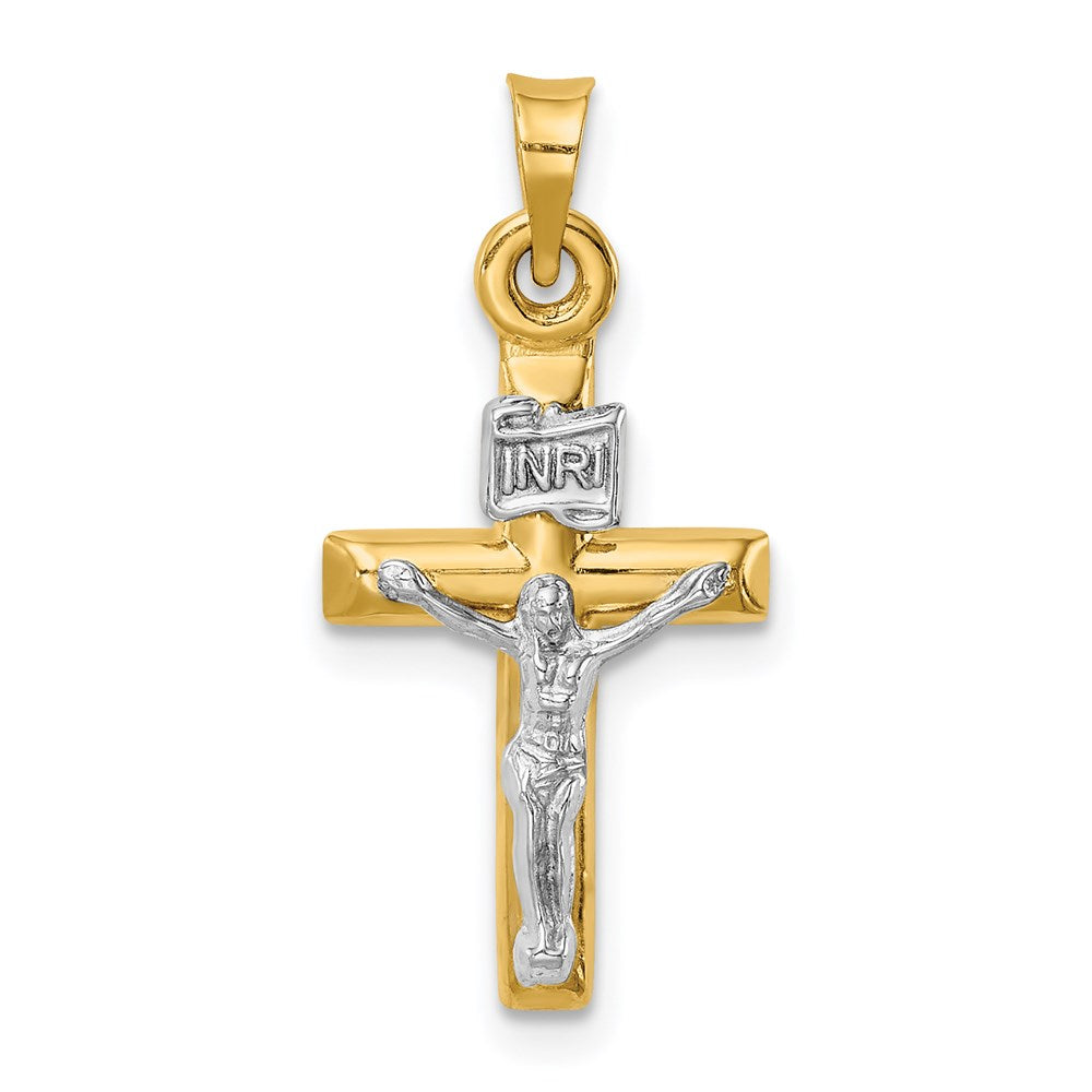 14k Two-tone Hollow Crucifix Pendant - 9