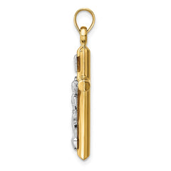14k Two-tone Hollow Crucifix Pendant - 6
