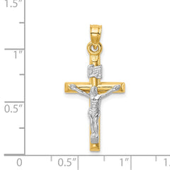 14k Two-tone Hollow Crucifix Pendant - 6