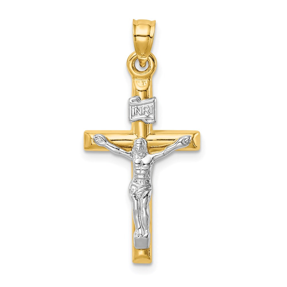 14k Two-tone Hollow Crucifix Pendant - 6