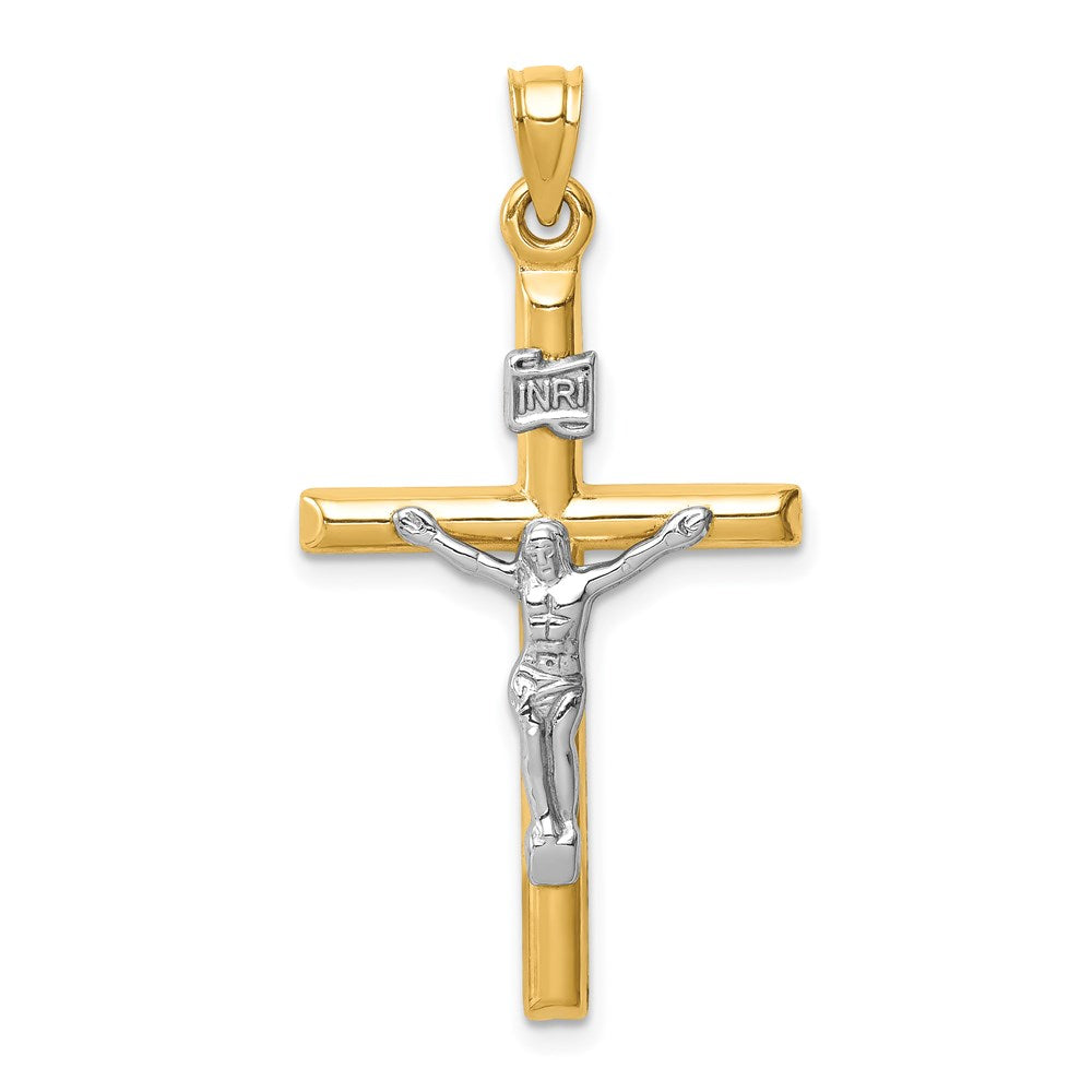 14k Two-tone Hollow Crucifix Pendant - 7