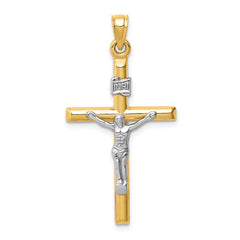 14k Two-tone Hollow Crucifix Pendant - 7