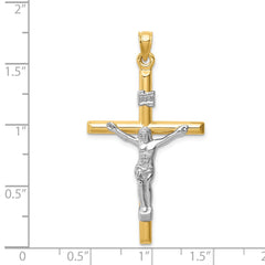 14k Two-tone Hollow Crucifix Pendant - 4