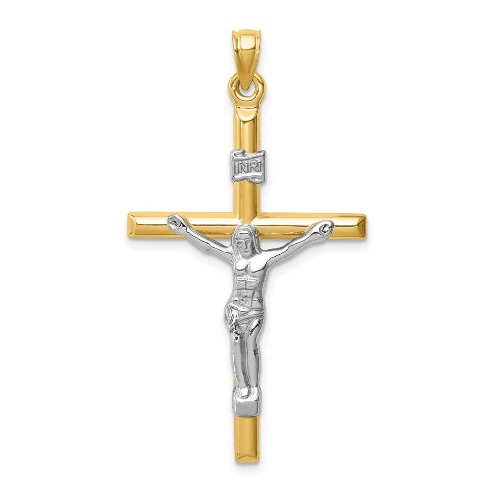 14k Two-tone Hollow Crucifix Pendant - 4
