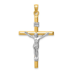 14k Two-tone Hollow Crucifix Pendant - 4