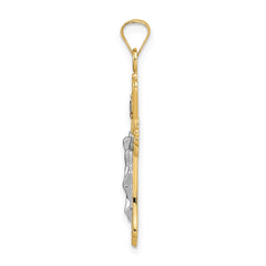 14k Two-tone Polished Solid INRI Crucifix Pendant - 2