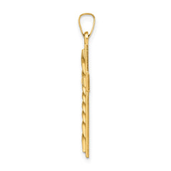 14k Polished and Twisted Hollow Cross Pendant