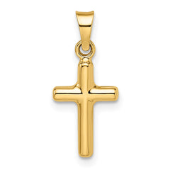 14k Polished Diamond-cut Reversible Puffed Cross Pendant - 2
