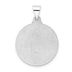 14k White Gold Polished and Satin Hollow Jesus Face Disc Pendant - 3
