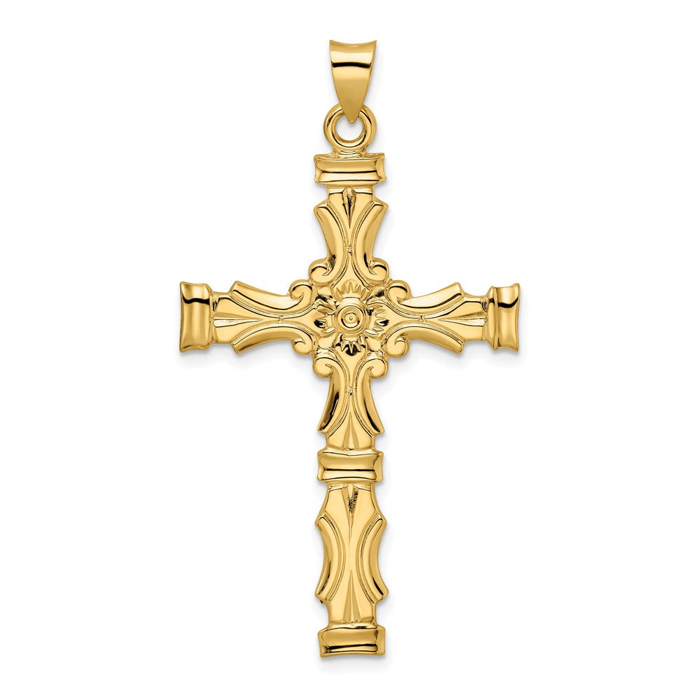 14k Polished Solid Fancy Design Cross Pendant - 3