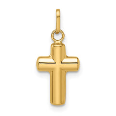 14k Polished Puffed Cross Pendant