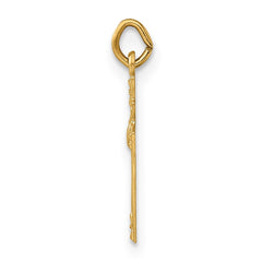 14k Polished Solid Heart Cross Pendant