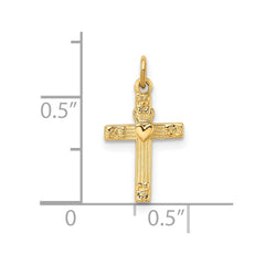 14k Polished Solid Heart Cross Pendant