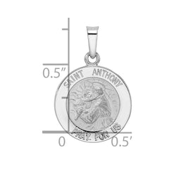 14k White Gold Polished and Satin Hollow St Anthony Medal Pendant - 2