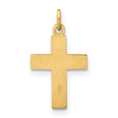 14k Polished and Textured Solid Star Cross Pendant