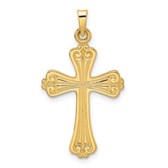 14k Polished Solid Fancy Design Cross Pendant - 5