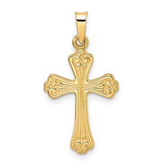 14k Polished Solid Fancy Design Cross Pendant - 2