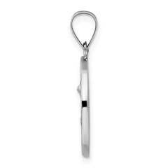 14k White Gold Polished and Satin Hollow St Michael Medal Pendant - 3