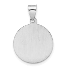 14k White Gold Polished and Satin Hollow St Michael Medal Pendant - 3