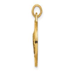 14k Polished and Satin Solid Praying Hands Disc Pendant - 2