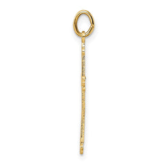 14k Polished and Textured Solid Diamond Shape Cross Pendant - 2
