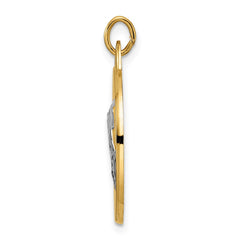 14k Polished and Satin Solid Praying Hands Disc Pendant - 3