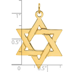 14k Polished Solid Star of David Pendant