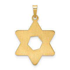 14k Polished and Textured Solid Star of David Pendant - 2