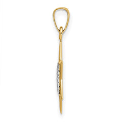 14k Two-tone Polished Solid Star and Torah Pendant