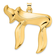14k Polished Solid Chai Symbol Pendant - 3