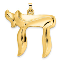 14k Polished Hollow Chai Symbol Pendant - 2